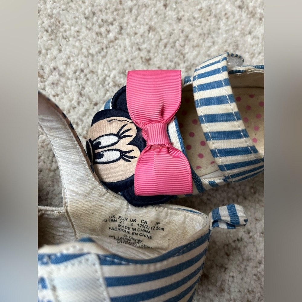 Mary Jane Minnie Mouse Shoes by Disney. 12-18 months. Blue, White, Pink. - Picture 3 of 5